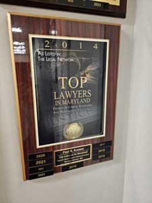 2014 Top Lawyers In Maryland, as listed in The Legal Network