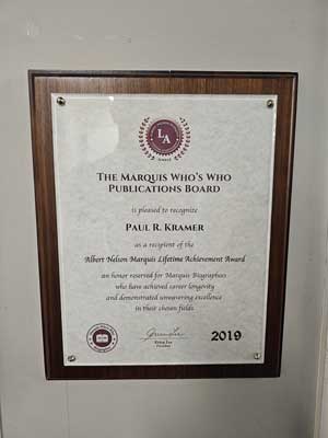 The Marquis Who's Who Publications Board, Paul R. Kramer, 2019