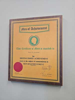 Men of Achievement, Paul R. Kramer, Certificate of Merit for distinguished achievement